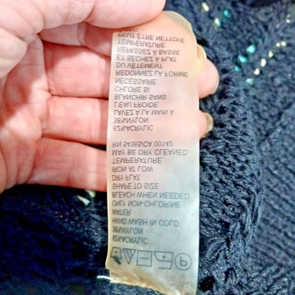 Nwt TanJay Large Black Y2K Cardigan, Very Boho Chic Retro 62% Acrylic, 38% Nylon - Picture 7 of 10